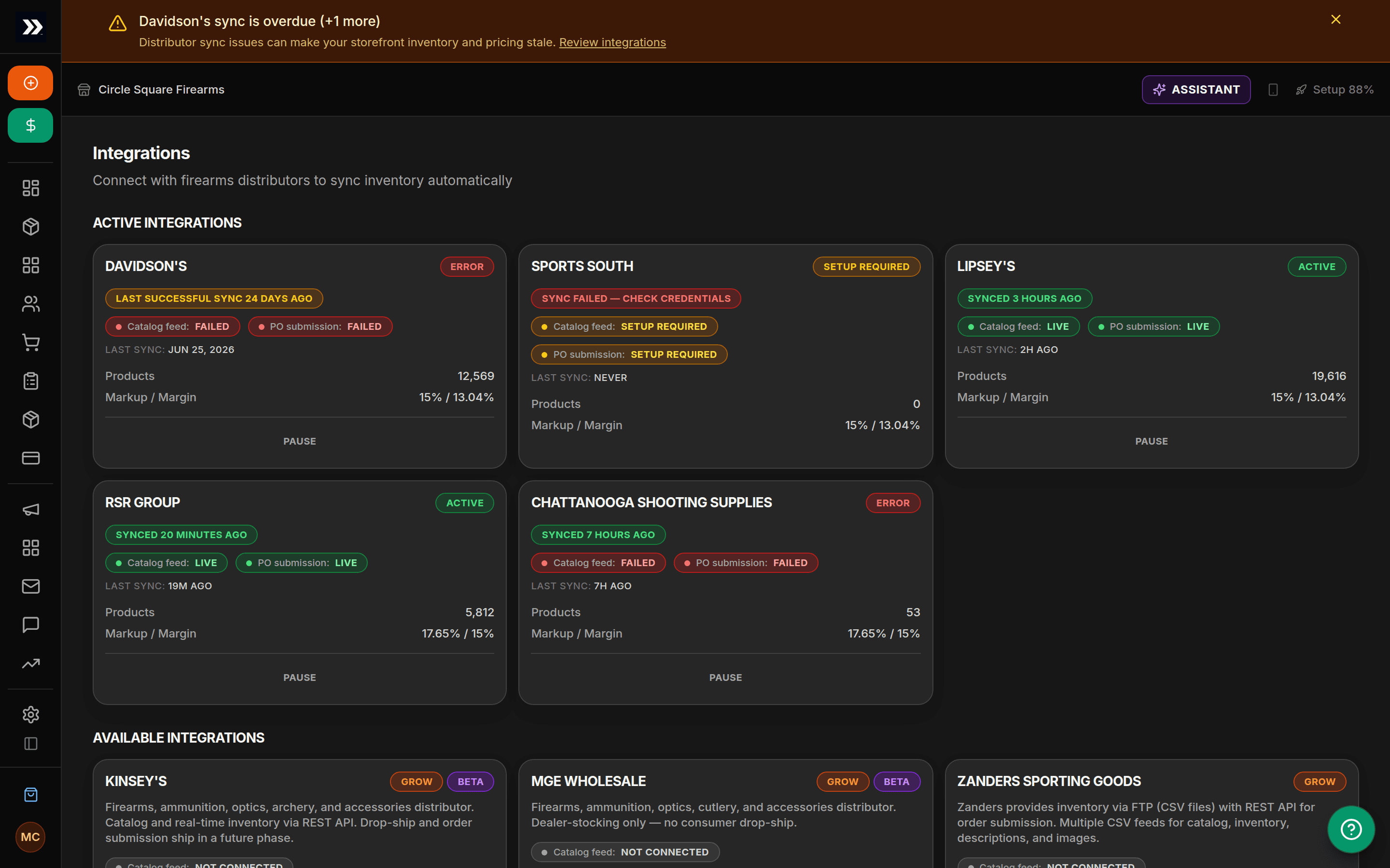 Distributor performance dashboard ranking distributors by units sold and margin