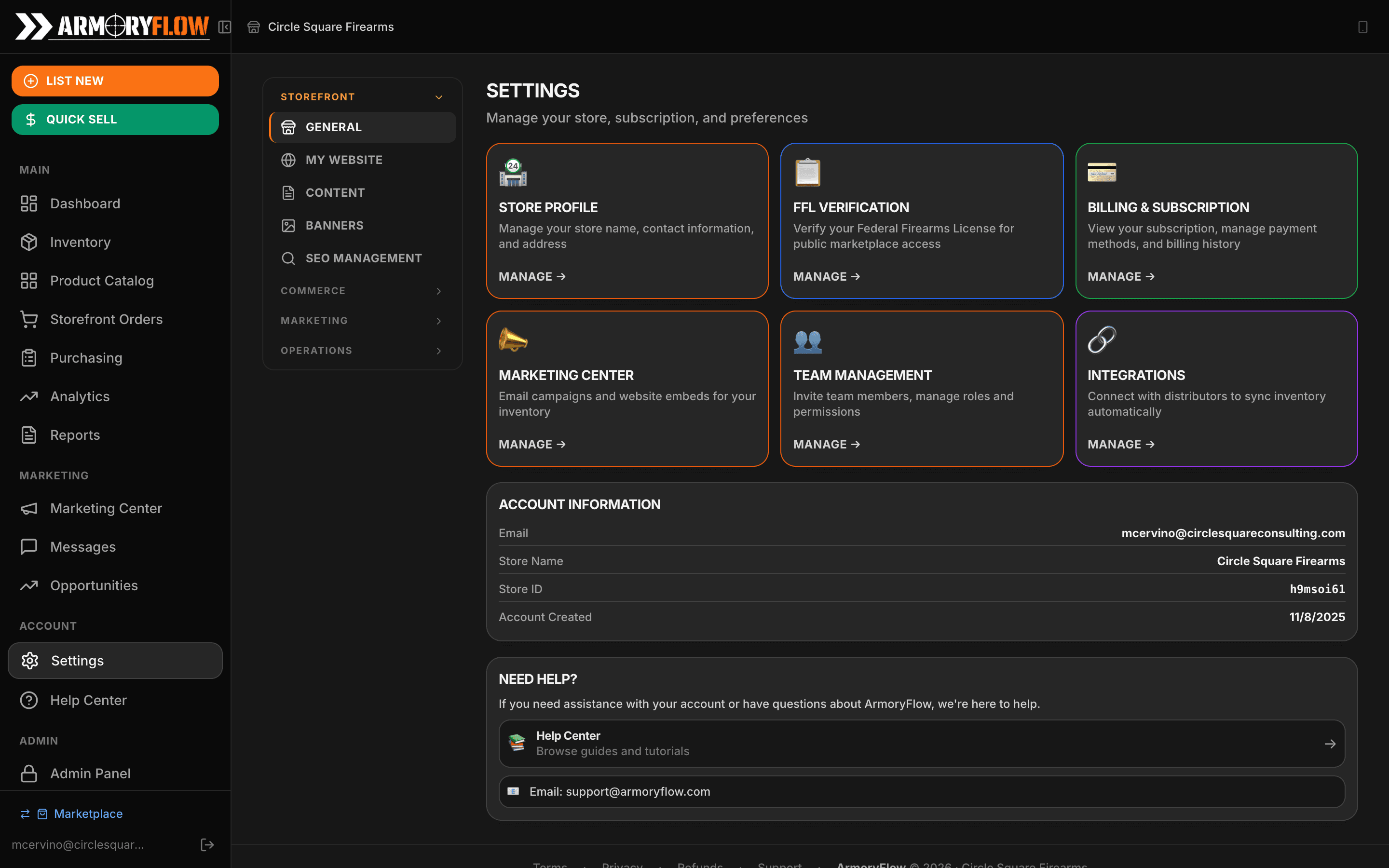 Custom domain and store settings configuration